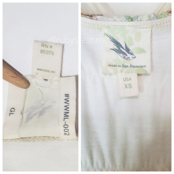 ANTHROPOLOGIE -Weston Wear- Floral Watercolor & Sketch Print Tiered Ruffle Top - Picture 6 of 10